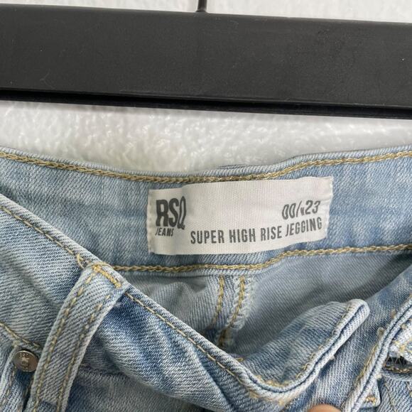 RSQ Jeans Womens Size 23 Light Wash Denim Blue Super High Rise Jeggings - Picture 3 of 10
